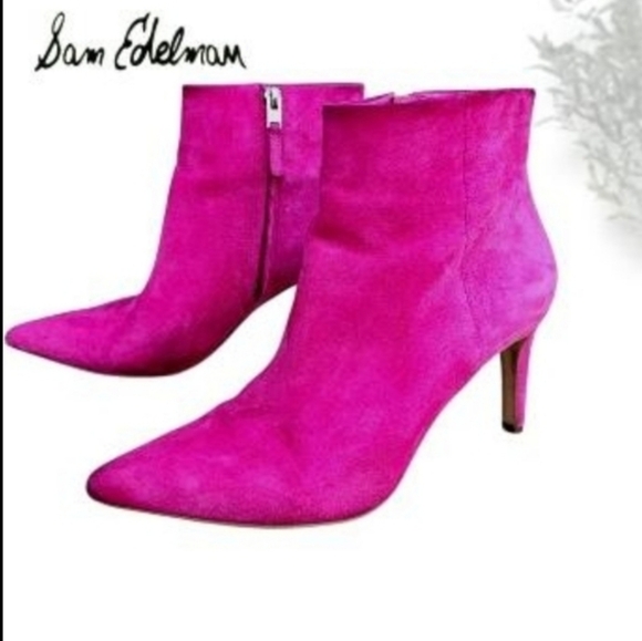 Sam Edelman Hot Pink High Heel Ankle Boot Ulyssa Ulissa Bootie Shoe Women 7 - Picture 5 of 11